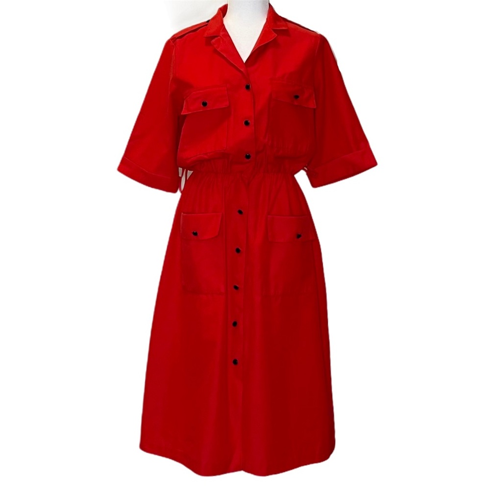 Vintage Multi Pocket Button Down Dress M-L
